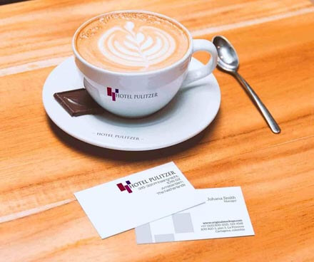 Hotel Pulitzer Business Card & Coffee Cup design